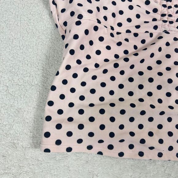 Pink Polka Dot Coquette Romantic Swim Tankini Top - Picture 2 of 3